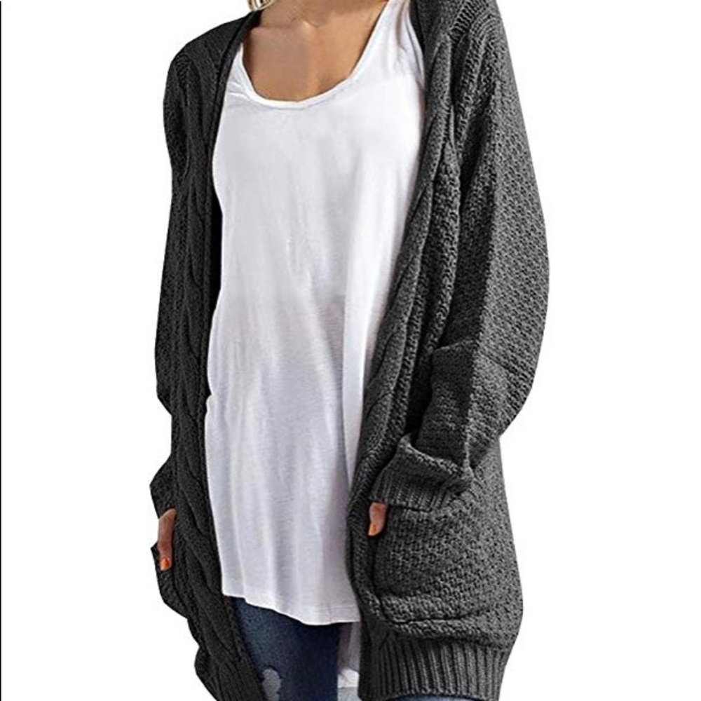 Grey, Chunky, Open, Boho Cardigan - L